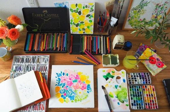 水彩畫手帕「Daphne」,亦可作絲巾使用