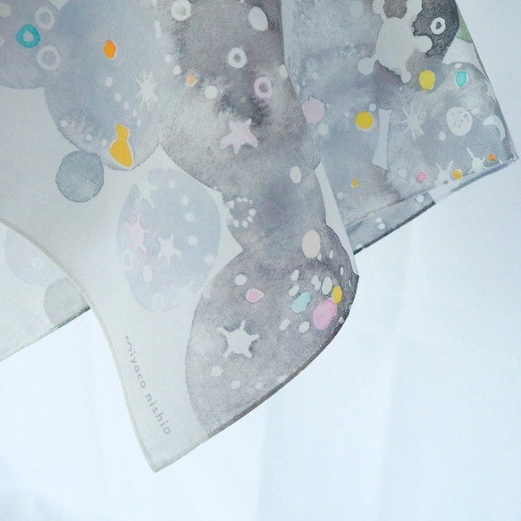 可作絲巾的水彩手帕「星砂」