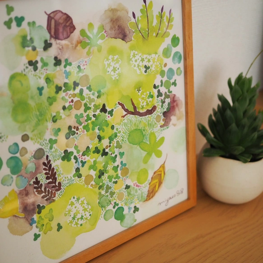 水彩畫海報 (30cm × 30cm) 「小小的喜悅匯聚而成」