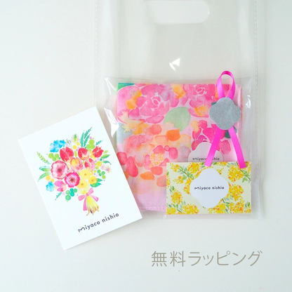 水彩畫手帕「鬱金香」，亦可作絲巾使用