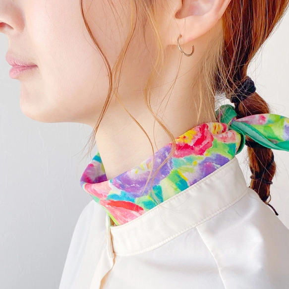 亦可用作絲巾的水彩手帕「pastel tulip」