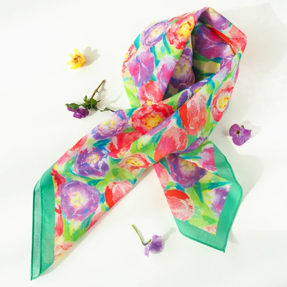 亦可用作絲巾的水彩手帕「pastel tulip」