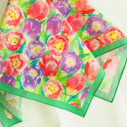 亦可用作絲巾的水彩手帕「pastel tulip」