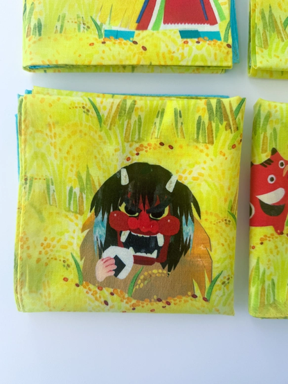 可當作絲巾的水彩畫手帕「魚米之鄉的東北」