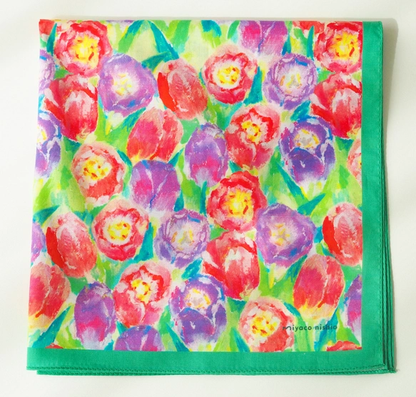 亦可用作絲巾的水彩手帕「pastel tulip」