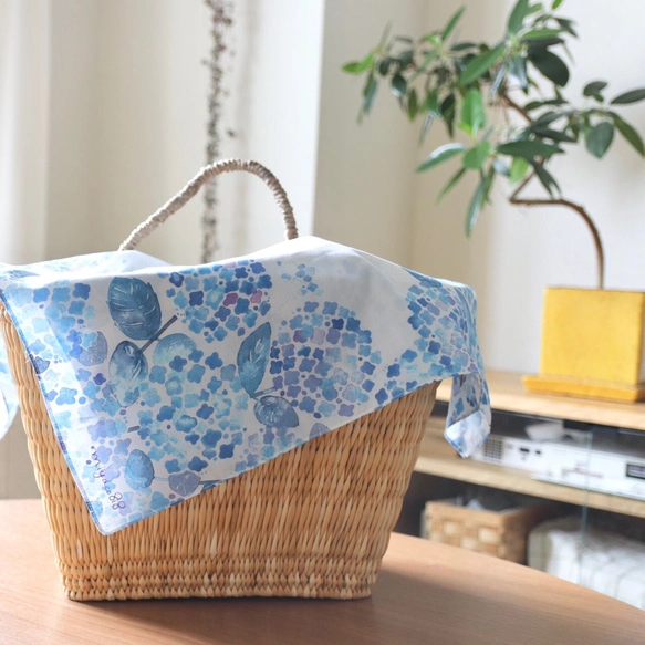 水彩手帕「繡球花」可兼作絲巾