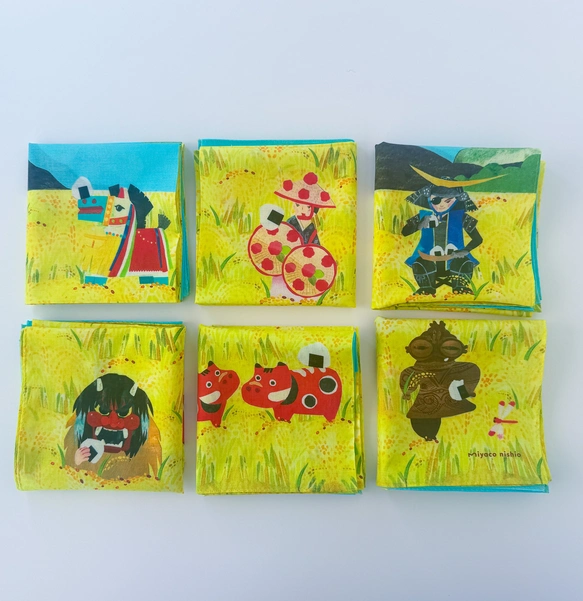 可當作絲巾的水彩畫手帕「魚米之鄉的東北」
