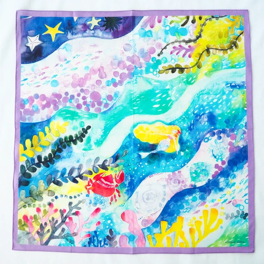 也可作為絲巾的水彩畫手帕「深海人魚公主」