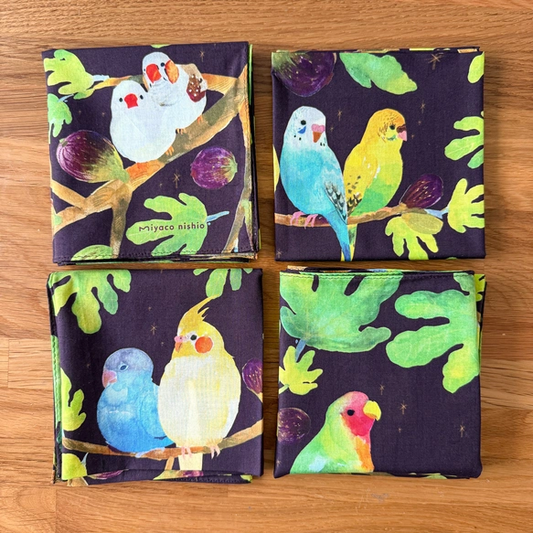 也可以當絲巾的水彩手帕「Friends with Birds」