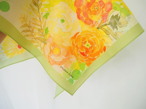 也可作為絲巾的水彩畫手帕「陸蓮花」