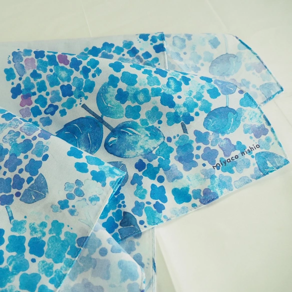 水彩手帕「繡球花」可兼作絲巾